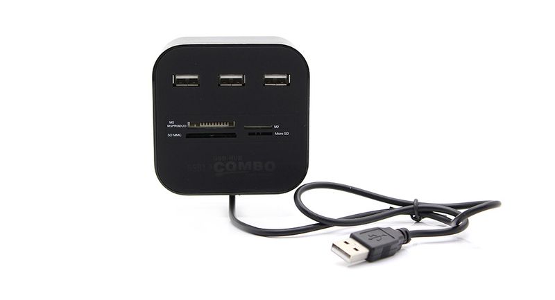 USB 2.0 HUB &amp; Card Reader - Black