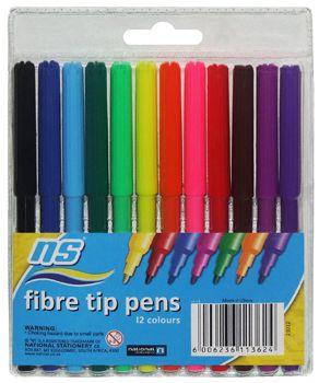 NS Fibre Tip Pens - 12 Colours