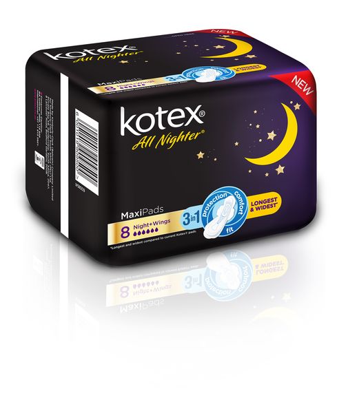 Kotex All Nighter Maxi Pads - 8's