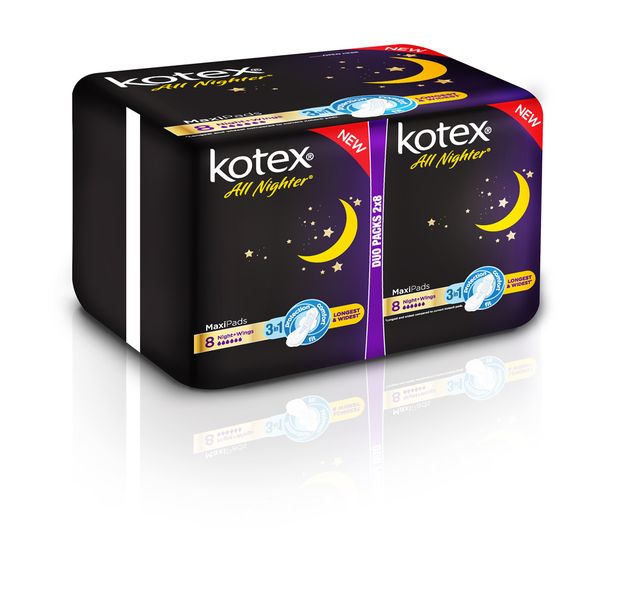Kotex All Nighter Maxi Pads Duo - 16's