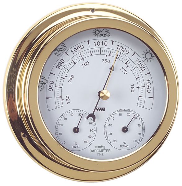 ANVI 32.0370 3-in-1 Barometer - Polished Brass &amp; Lacquered