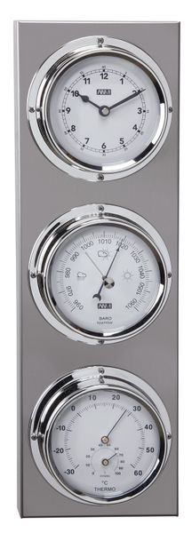 ANVI 29.0723 4-in-1 Barometer &amp; Clock - Stainless Steel