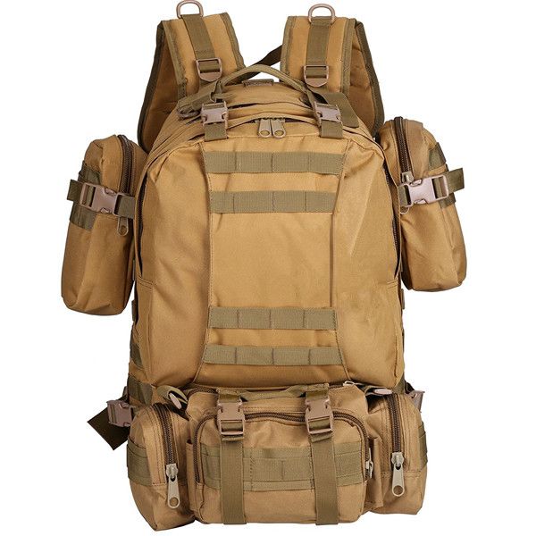 Tactical Backpack with 3 Molle Bags - Khaki (55l) | Shop Today. Get it ...