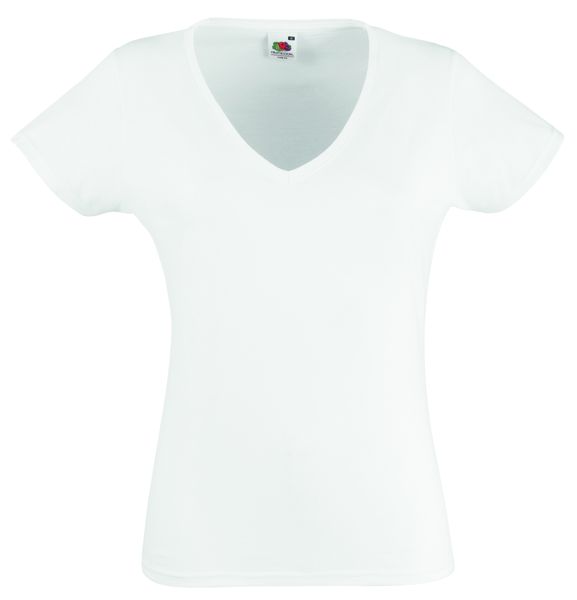 Fruit Of The Loom Lady-Fit Valueweight V Neck - White