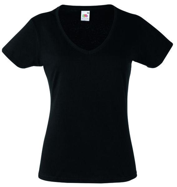 Fruit Of The Loom Lady-Fit Valueweight V Neck - Black
