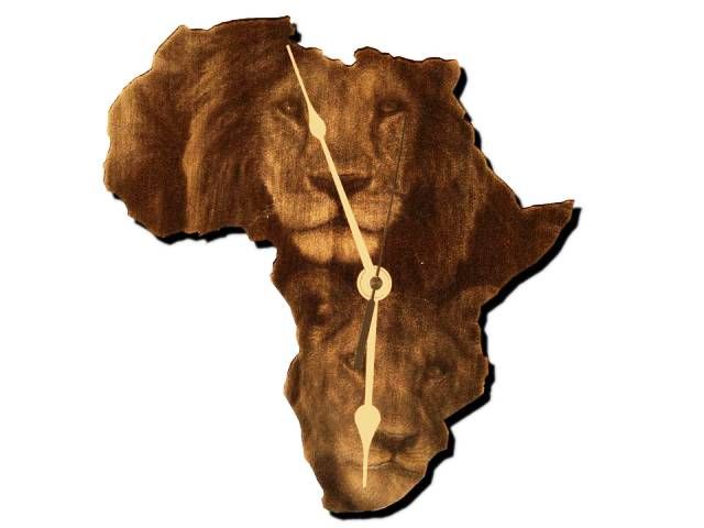 Wall Clock-Engraved Hardwood- Lions of Africa