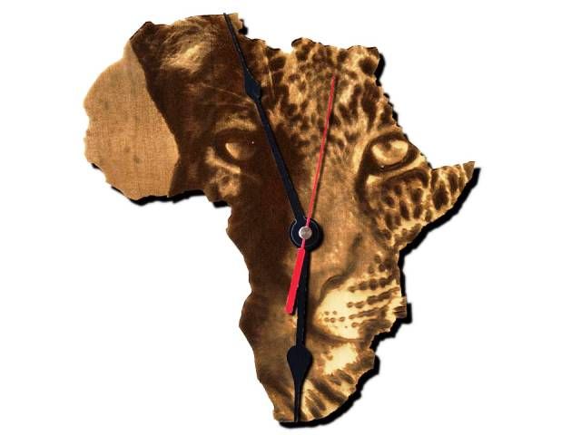 Wall Clock-Engraved Hardwood- Leopard of Africa