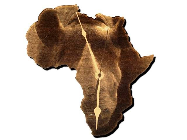 Wall Clock-Engraved Hardwood- Rhino of Africa