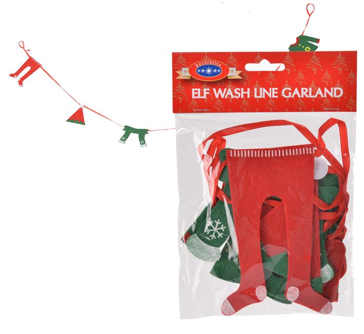 Melbro - Christmas Garland - Elf Wash Line (1.7m)