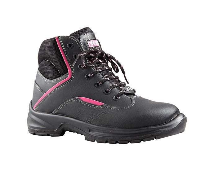 Sisi Ladies Reese Safety Shoe - Black with Pink Trim