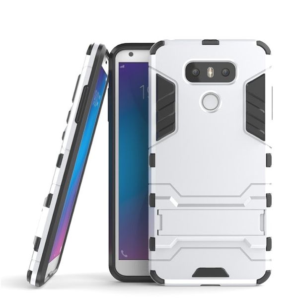 2-in-1 Hybrid Dual Shockproof Stand Case for LG G6 - Silver