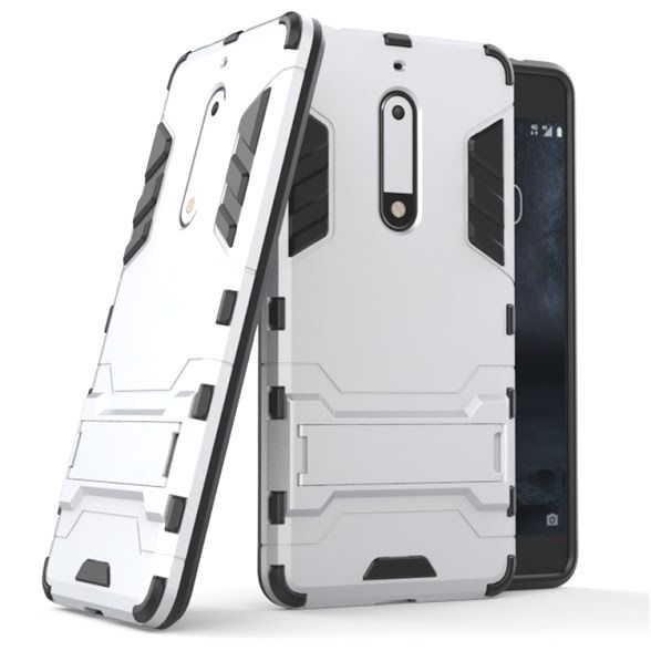 2-in-1 Hybrid Dual Shockproof Stand Case for Nokia 5 - Silver