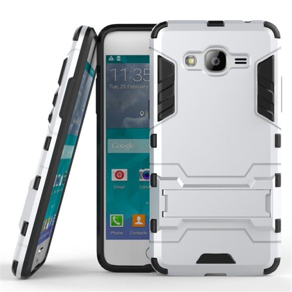 2 in 1 Shockproof Stand Case for Samsung Grand Prime Plus &amp; J2 Prime - Silver
