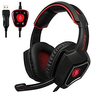 Sades Spirit Wolf Gaming Headphones with Microphone - Red