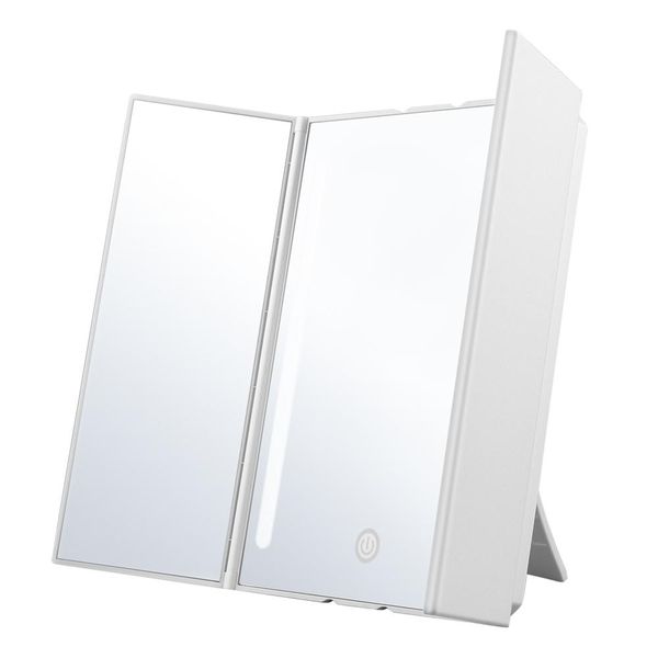 Jerrybox LED Foldable Trifold Rotating Makeup Mirror
