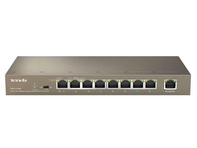 Tenda 9 Port Fast Ethernet Switch with 8 Port PoE | TEF1109P-8-63W