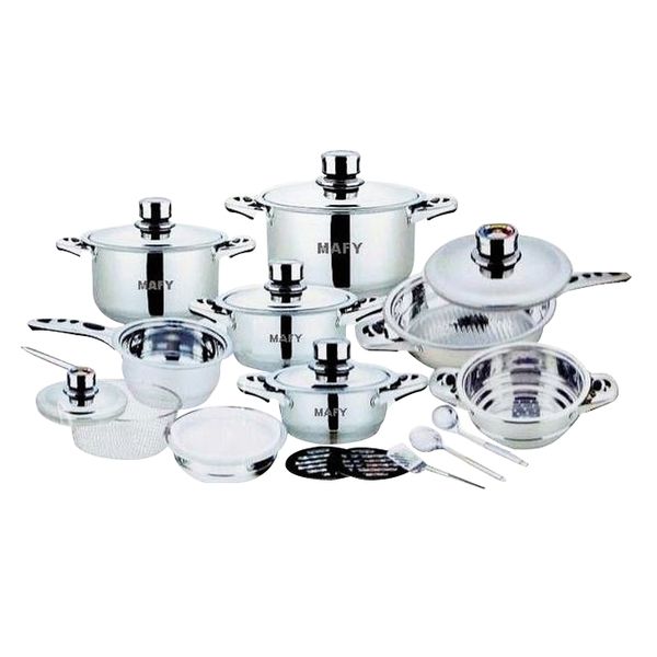 21 Piece Stainless Steel Cookware Pot Set - 7 Layer Capsuled Bottom