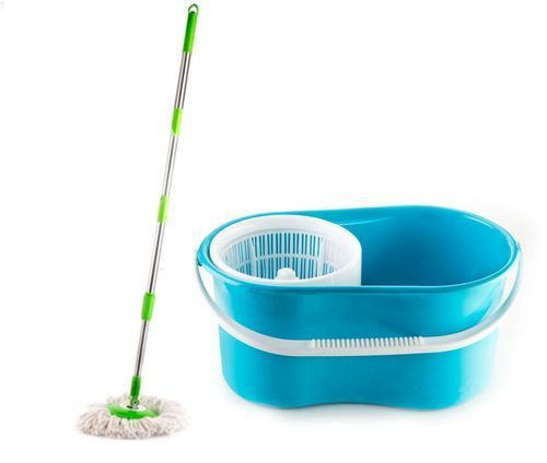 Rotating Spin Mop &amp; Bucket with 2 Microfiber Heads - Green