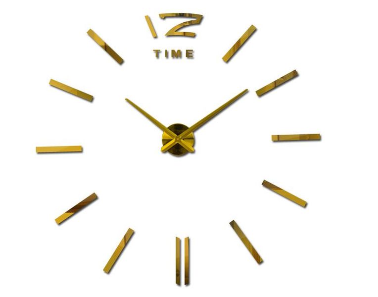 Olcor Modern DIY Large 3D Wall Clock - Gold
