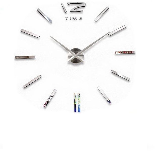 Olcor Modern DIY Large 3D Wall Clock - Silver