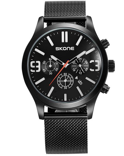 Skone Men's Warwick Chronograph Watch with Black Mesh - Brown