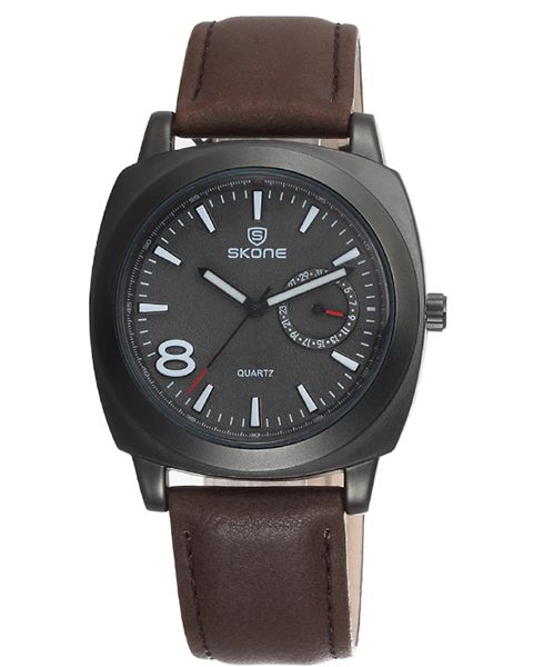 Skone Men's Swansea Black Watch With Brown Strap image
