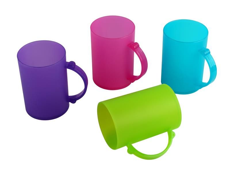 Translucent Polypropylene 400ml Mugs - Set of 4 (Blue /Purple/Green/Pink)