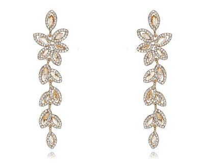 Champagne Crystal Chandelier Floral Drop Earrings