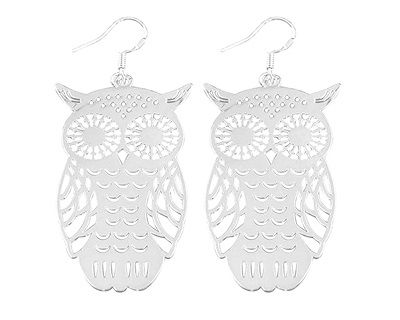 Cute Owl Shaped Lightweight Dangle Silver Earrings