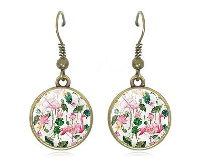 Beautiful Pink Flamingo Drop Earrings - Tropical Design