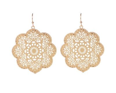 Morrocan Floral Lace Gold Drop Earrings