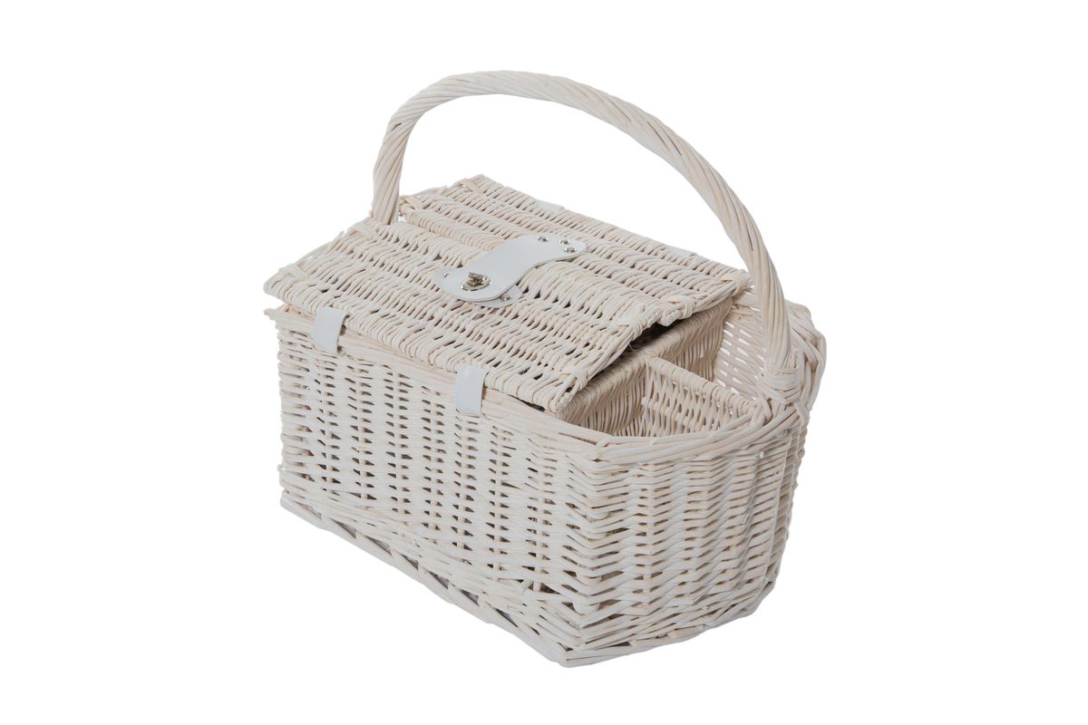 Wine Picnic Basket for Two People White Wicker Buy Online in South