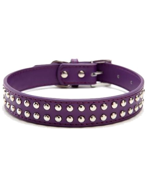 Doggie Hillfigher - Purple Leather Stud Collar - Medium
