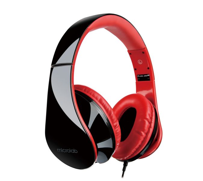 Microlab K360 Foldable Headphones-Black/Red