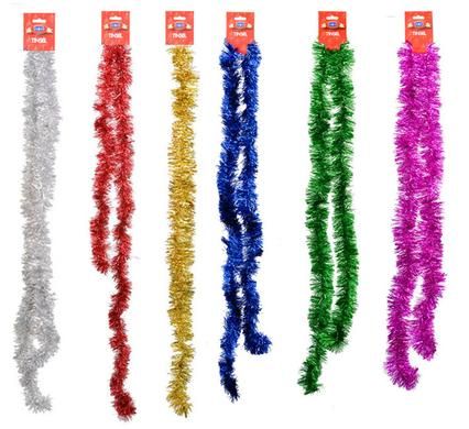 Christmas Tinsel Garlands 6 Pack - Multicolour