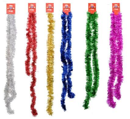 Christmas Tinsel Garlands 6 Pack - Multicolour 