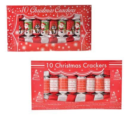 Red &amp; White Christmas Crackers (10 Pack)