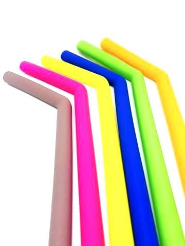 Reusable Silicone Drinking Straws With Cleaning Brushes - Pack of 6
