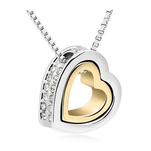 Full Crystal Double Heart Necklace