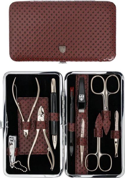 Kellermann 3 Swords Manicure Set - Burgundy &amp; Black Spots