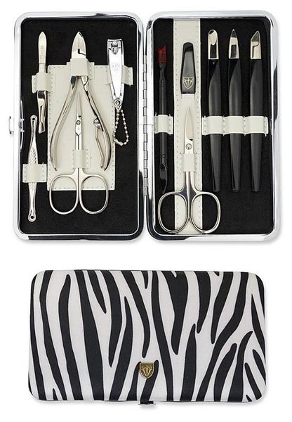 Kellermann 3 Swords Manicure Set - Black &amp; White Zebra