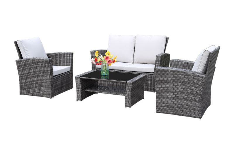 Hazlo Monterrei 4 Piece Outdoor Living Wicker Patio Sofa Set