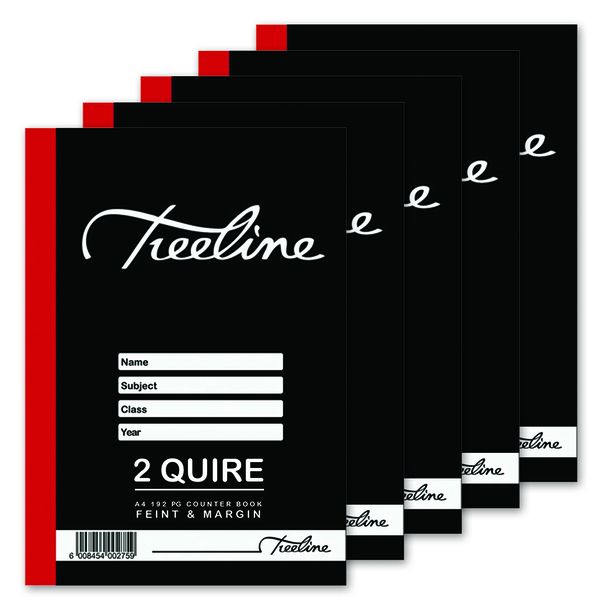 Treeline Hard Cover Book 2 Quire A4 192 pg - Feint &amp; Margin (Carton of 50)