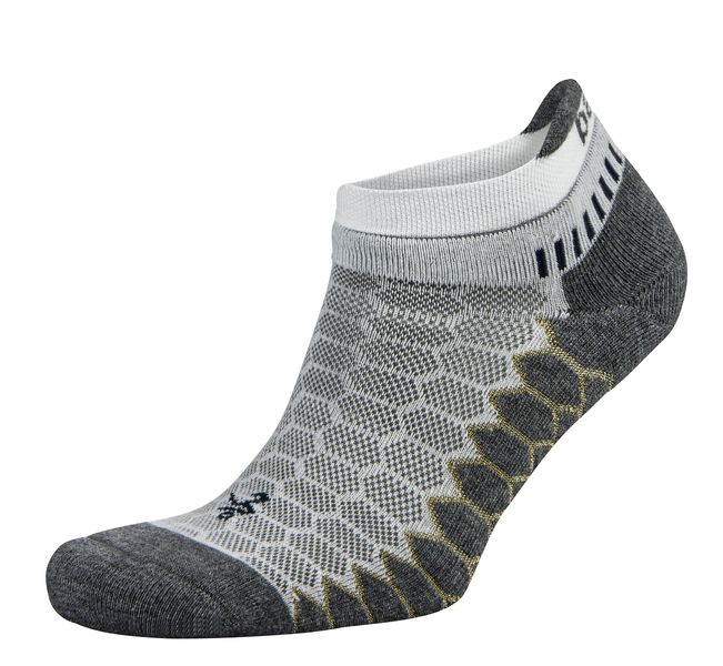 Balega Silver Antimicrobial No-Show Compression-Fit Running Socks - White &amp; Grey (Size: XL)