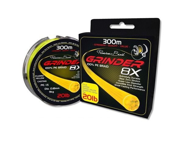 Grinder PE6 8x300m Casting Braid - Yellow (80LB)