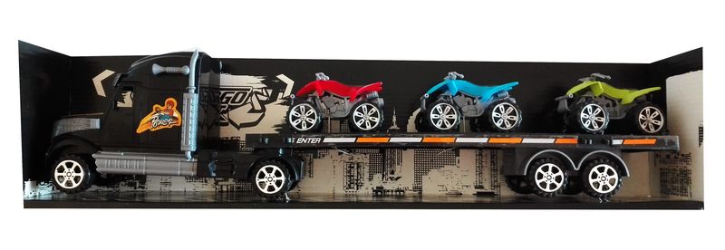 Large Cargo Truck with Three Quads