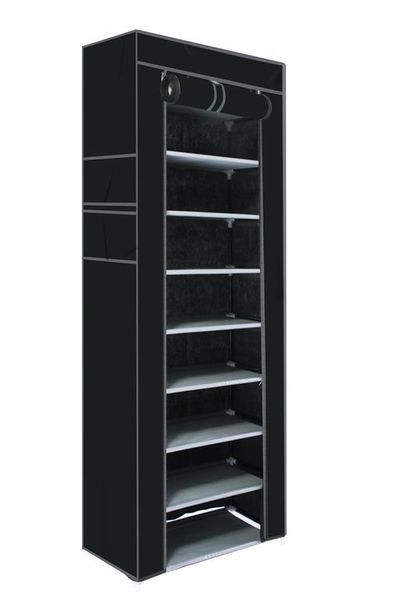 Hazlo 9 Layer Shoe Storage Organizer with Cover - Grey