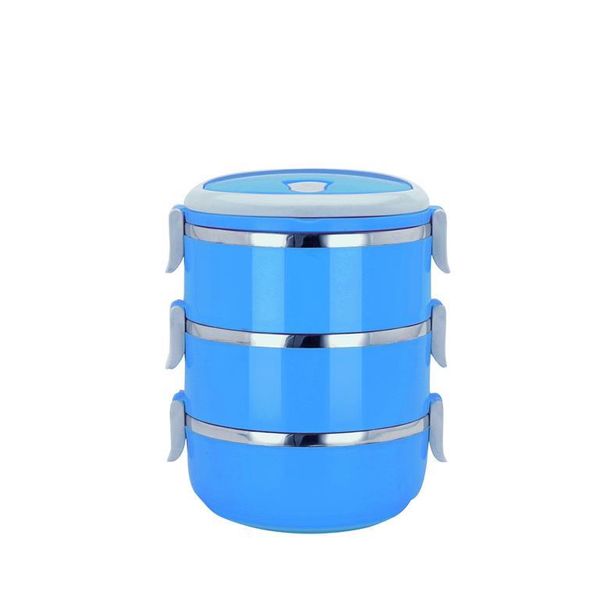 Stainless Steel 3 Layer Lunch Box - Blue