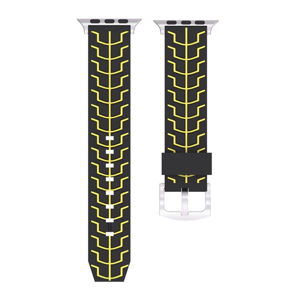 Silicone Fish Skeleton Band for Apple Watch 38mm - Black &amp; Yellow