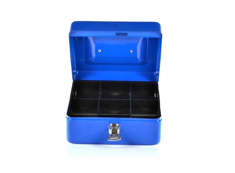 SourceDirect Steel Cash Money Box - Blue